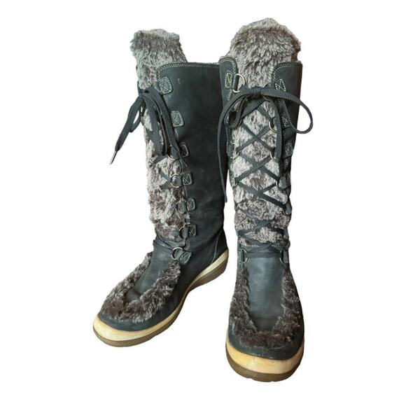 Timberland Kickadilla Faux Fur Nubuck Mid-Calf Lace-Up Boots 7.5 Gray Winter - Picture 5 of 13